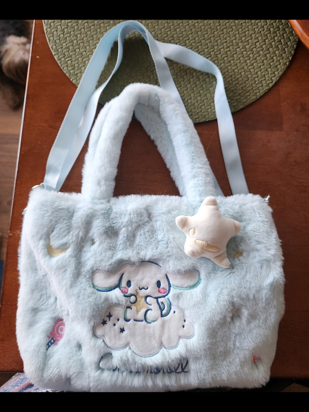 Cinnamonroll Light Blue Plush Kids Shoulder Bag with Star Charm